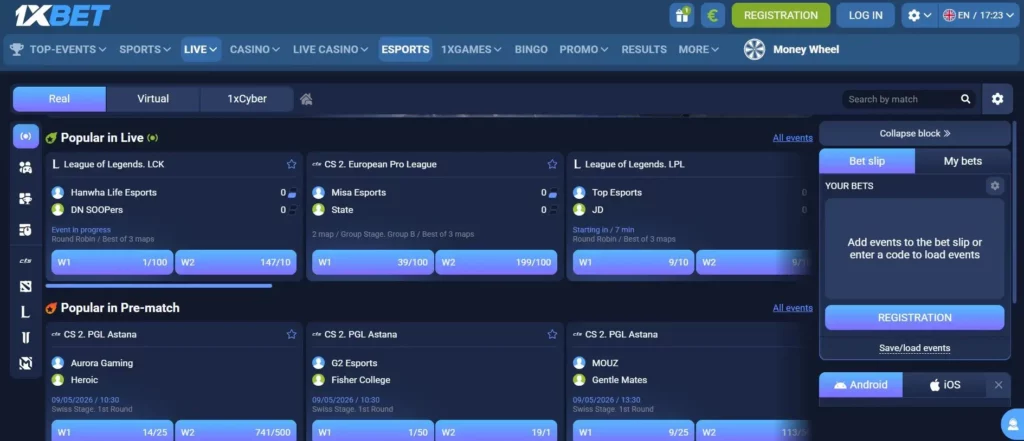 Virtual Sports Section