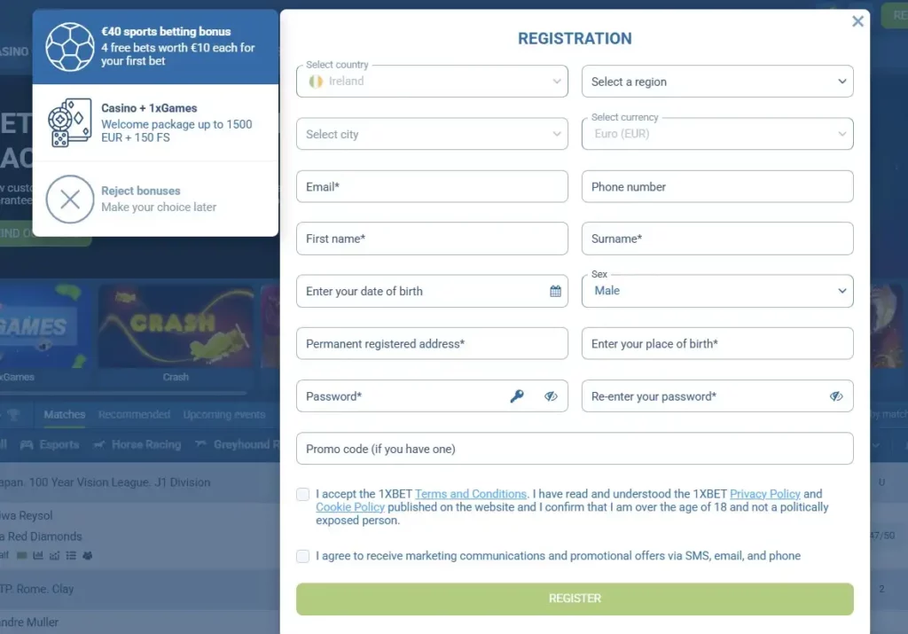 Available Registration Options